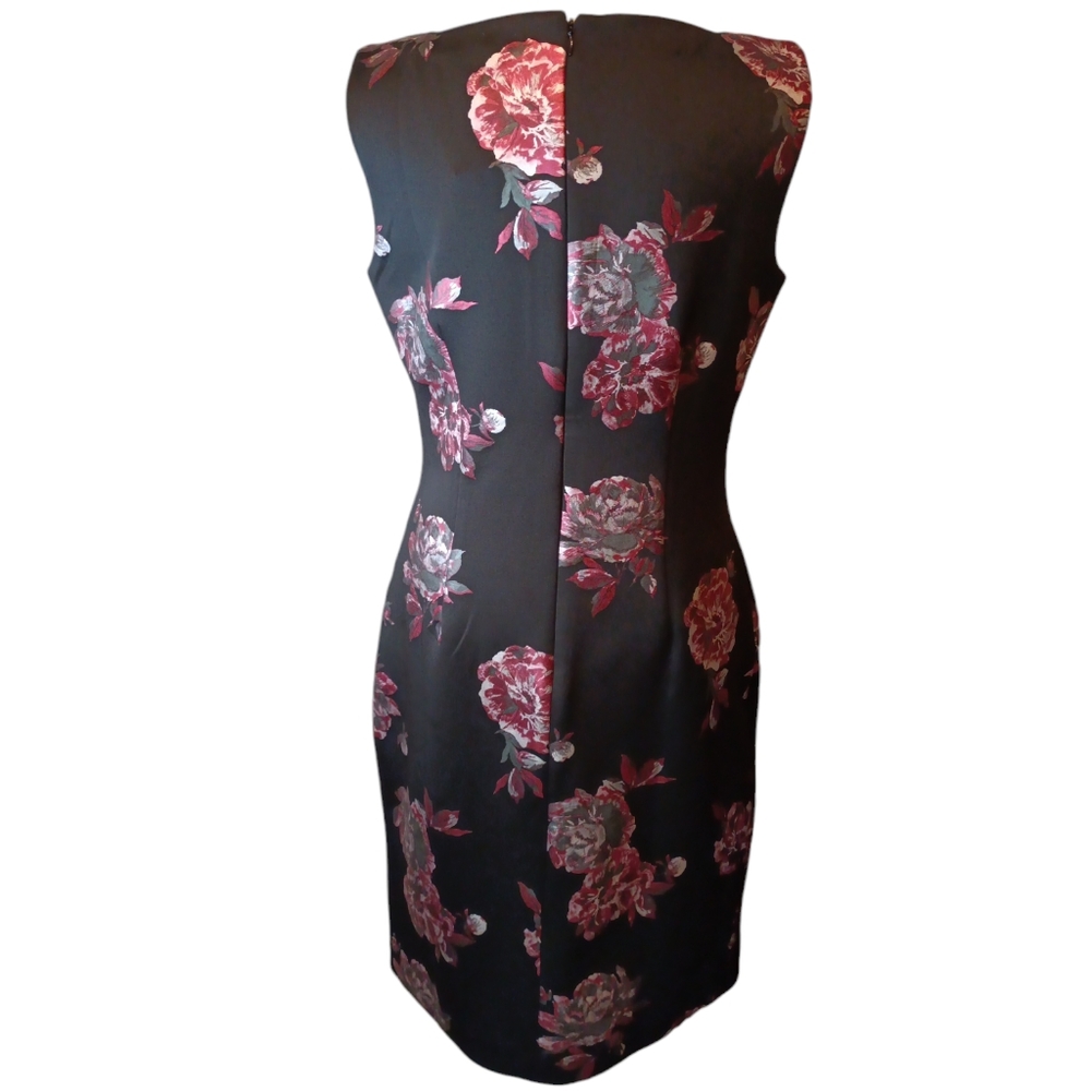 White House Black market black dress with pink and silver flowers size 6. Bnwt. - Picture 4 of 7